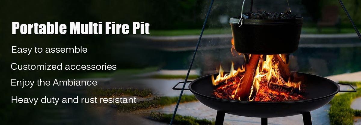 Portable 23'' Three-Legged Outdoor Fire Bowl