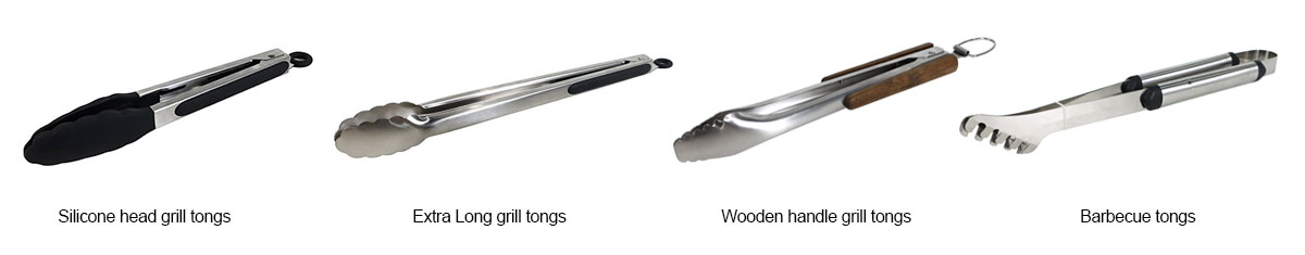 Heat Resistant BBQ Stainless Steel Kitchen Tongs with Silicon Tips