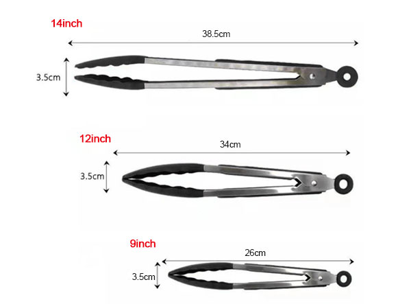 Heat Resistant BBQ Stainless Steel Kitchen Tongs with Silicon Tips