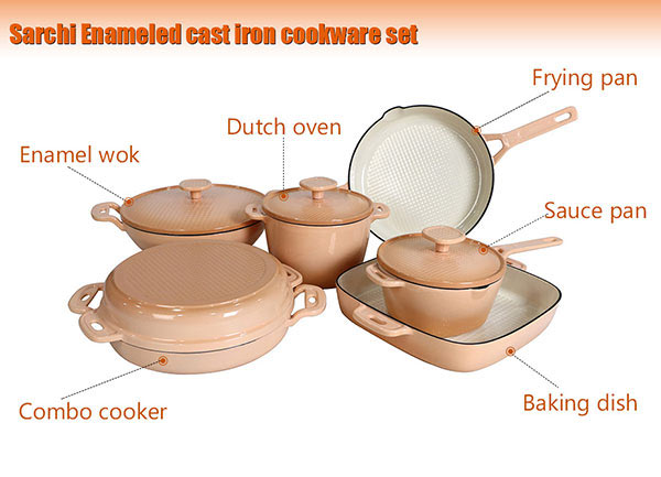 Enamel 6-Piece Cast Iron Pots and Pans Set Manufacturer