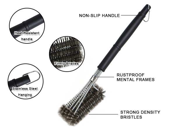 BBQ Accessories 18" Four-headed Wire Grill Brush