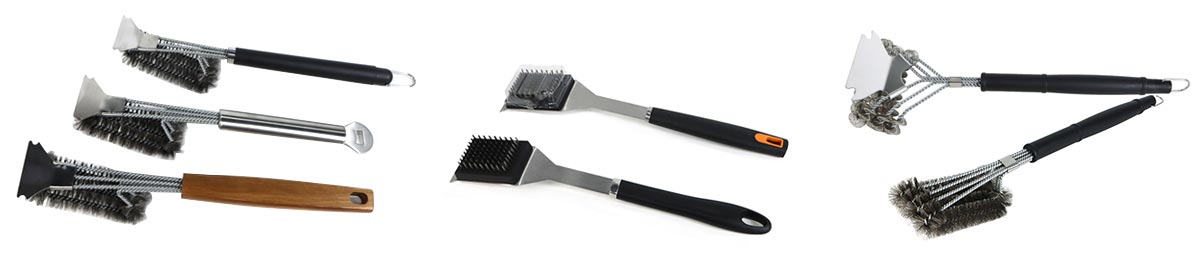 China Supplier Stainless Steel BBQ Tools Grill Cleaning Brush with Scraper