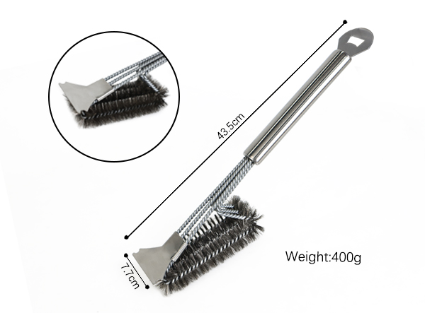 Outdoor Grill Accessories 3-Branch Metal BBQ Brush