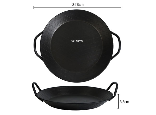 Custom Made Twill Carbon Steel Paella Pan with Double Handles