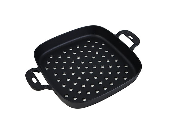 Dual Handle Pre-seasoned Outdoor Cast Iron Grilling Basket