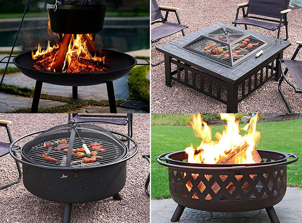 Garden Patio Heater Wood Burning Corten Bonfire Bowl with Stand