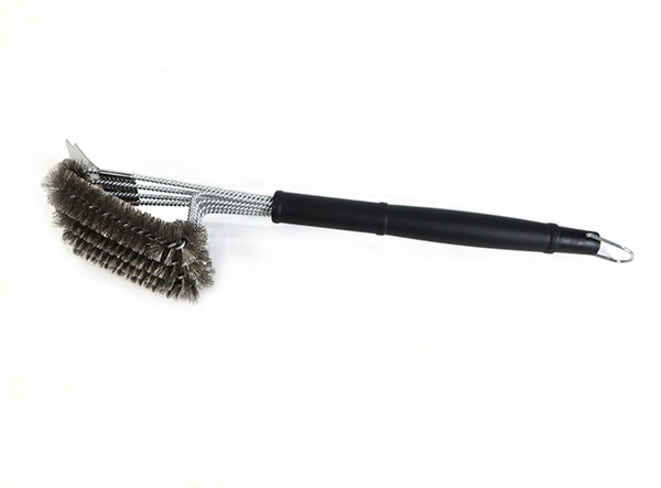 China Supplier Stainless Steel BBQ Tools Grill Cleaning Brush with Scraper