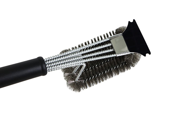 China Supplier Stainless Steel BBQ Tools Grill Cleaning Brush with Scraper