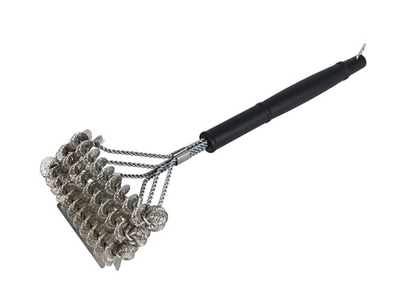 Rust Resistant Three-sided Bristle free Wire Brush with Grill Scraper