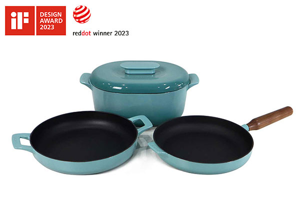 New Lake Blue Enameled Cast iron Cookware Set