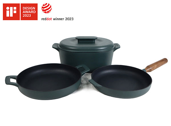 3 piece cast iron enamel cookware set