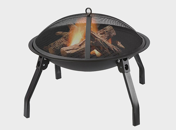 Portable Round Iron Folding Legs Fire Pit for Bonfire Camping BBQ