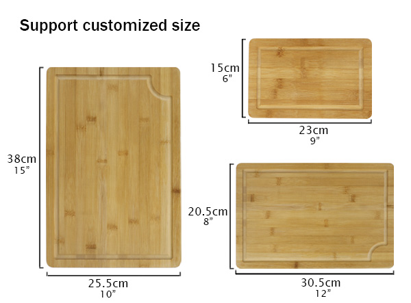 Custom Reversible 3 Pack Bamboo Cutting Board with Deep Groove